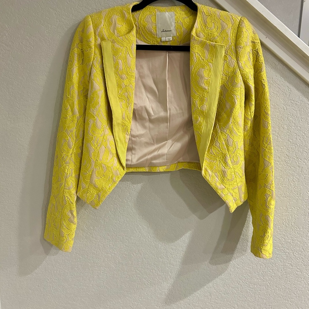 Anthropologie Yellow Lace Blazer